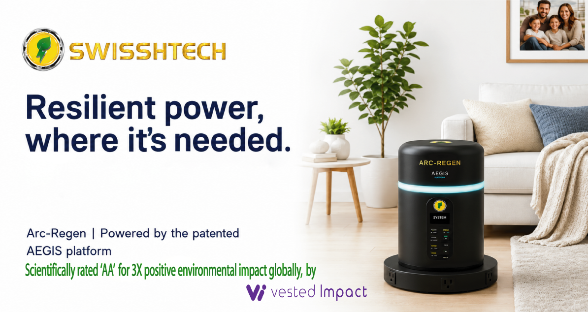 Swisshtech Arc-Regen concept-stage distributed power system presented in a residential setting